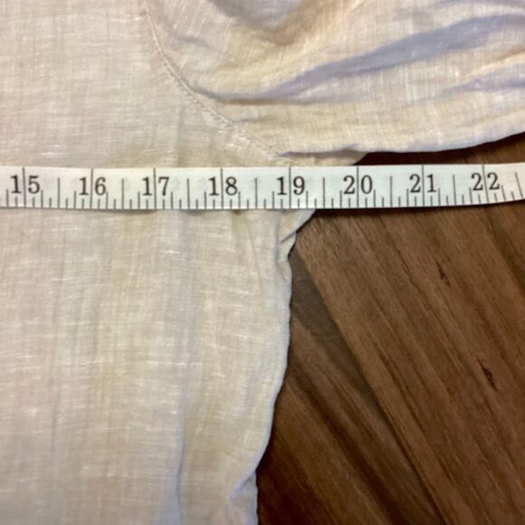 Sigrid Olsen Women's Linen Roll-tab Sleeve Button-up Shirt Top in Beige Medium - Picture 5 of 8